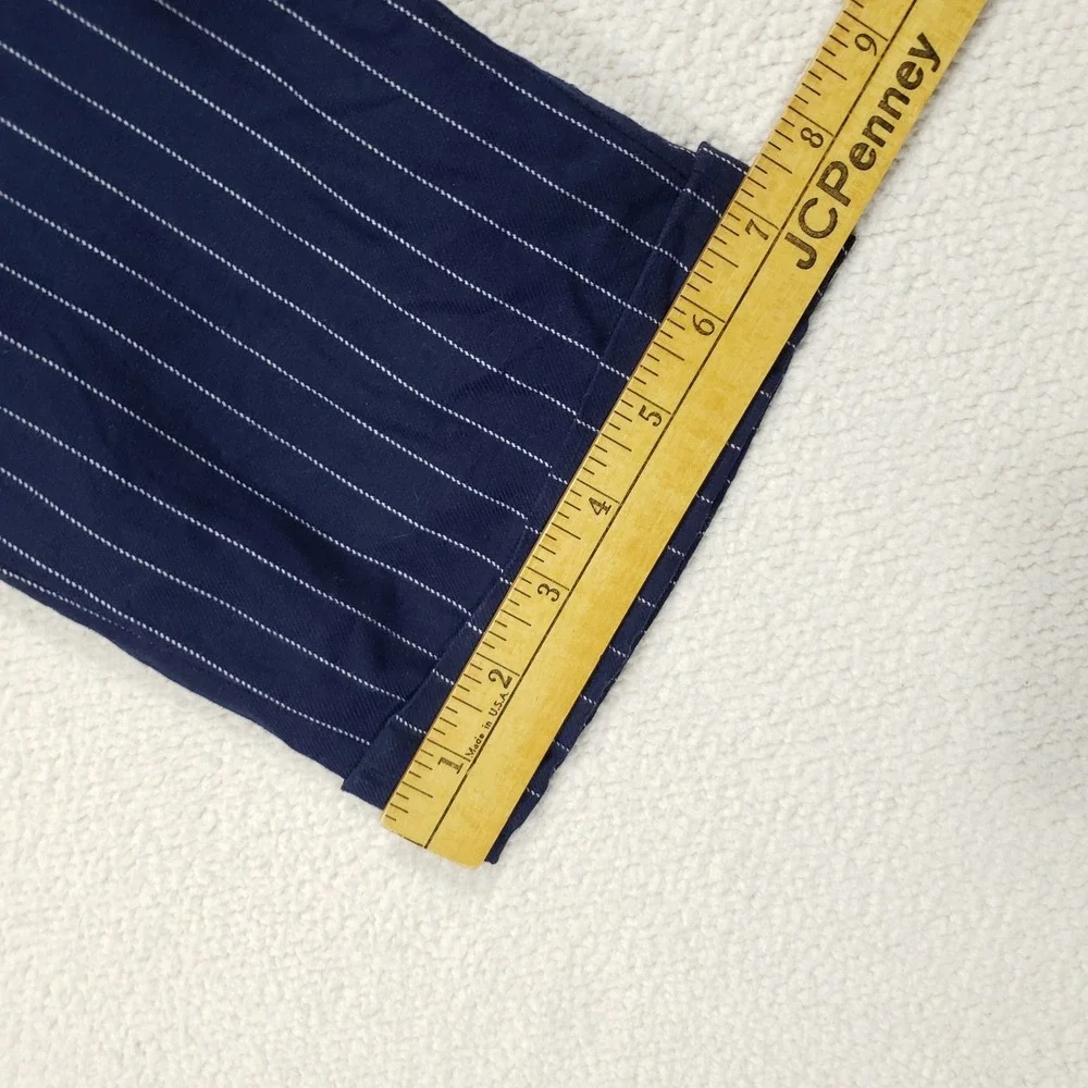 Polo Ralph Lauren Linen Trousers Men 36x30 Navy Blue Blend Pinstripe Dress Pants